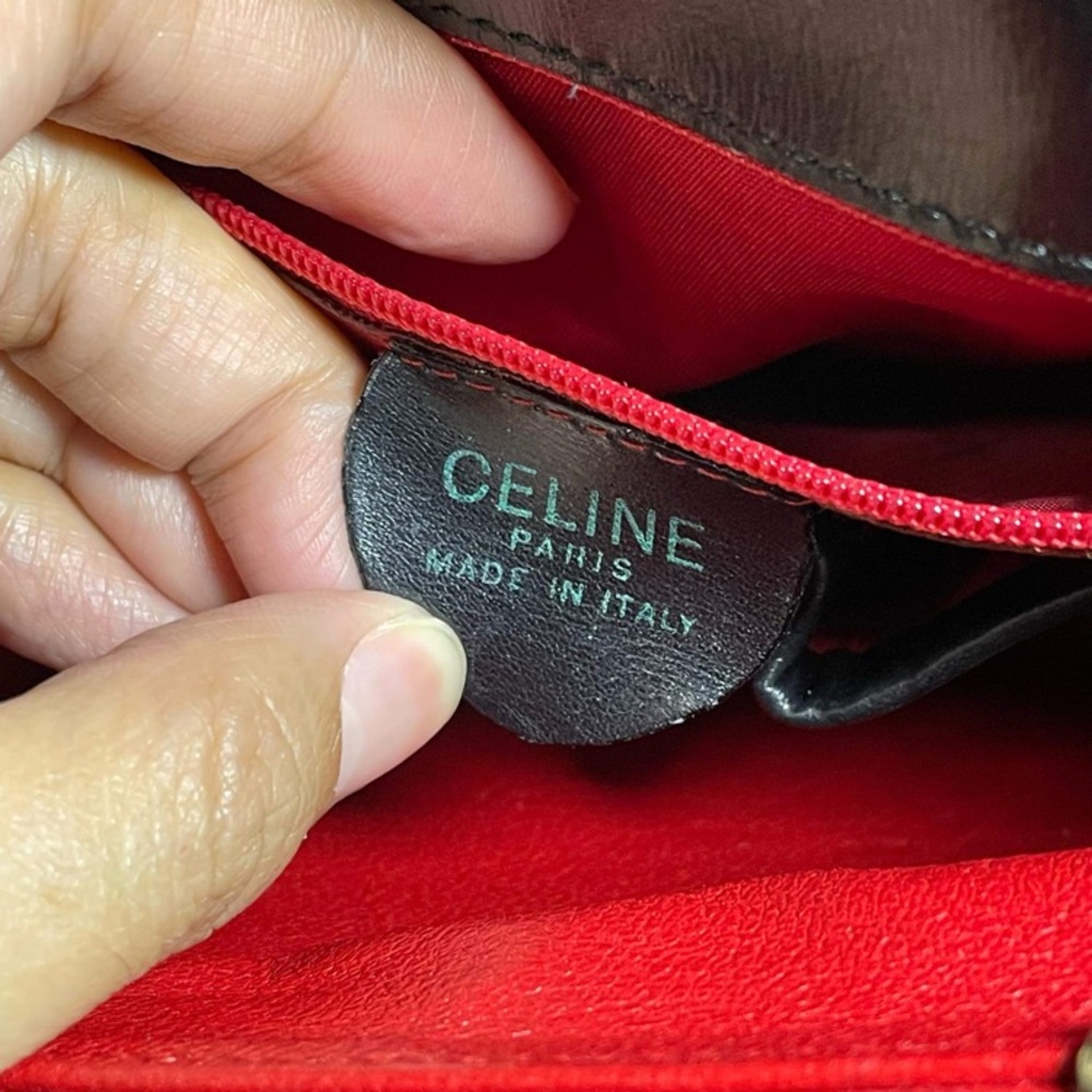 SALE:AUTHENTIC CELINE BLACK SQUARE LEATHER SHOULDER BAG - RUBS AS IS - Picture 6 of 13